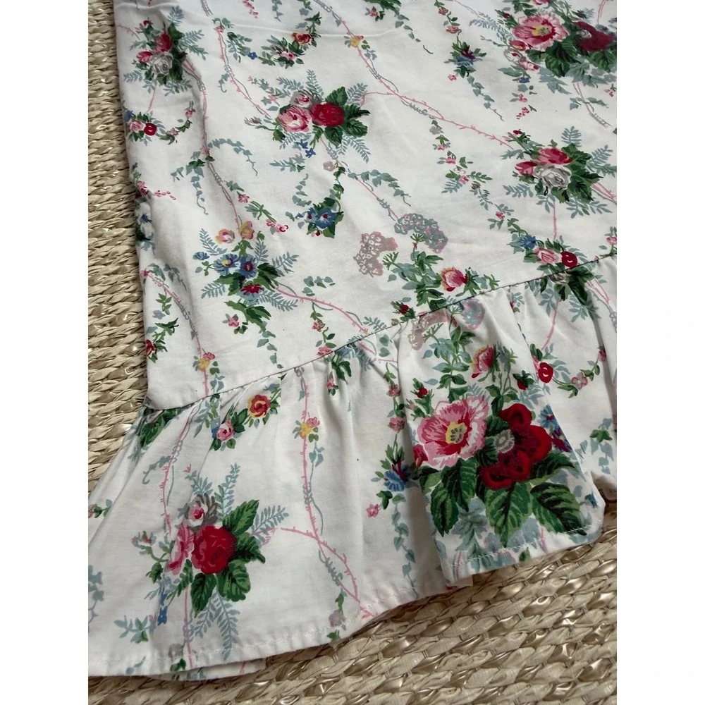 Ralph Lauren Vintage Floral Ruffle Twin Flat Sheet cottagecore Rose  Bedding
